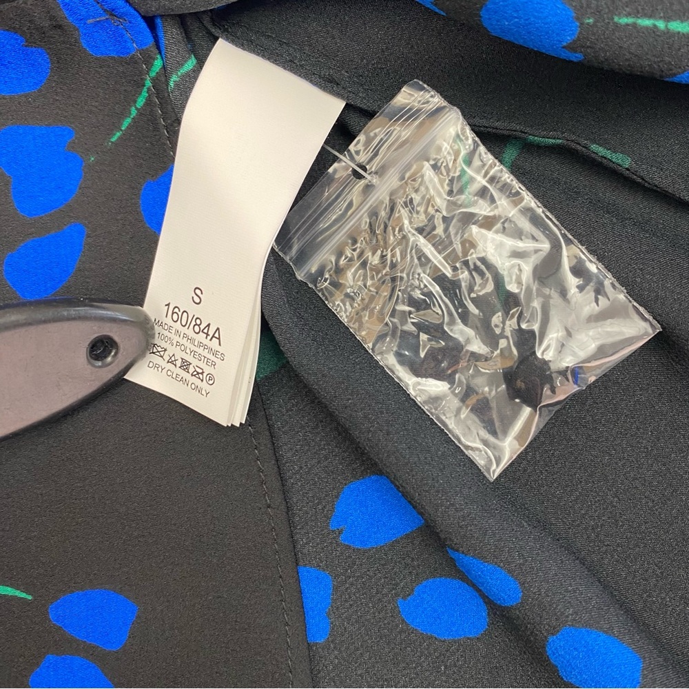 NEW Kate Spade Seabreeze Floral Ruffle Blouse Top Long Sleeve Black Blue - Picture 13 of 13